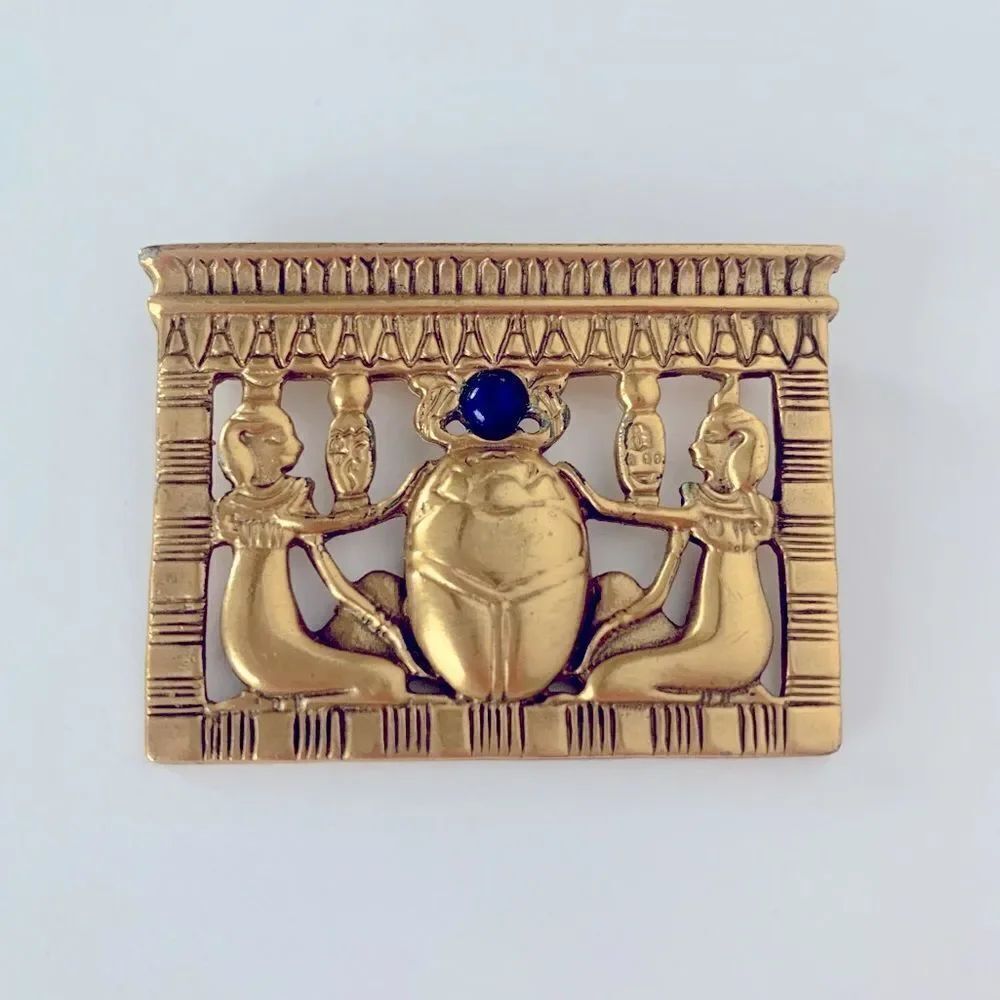 Egyptian ScarabโBeetleโGoddessโBrooch